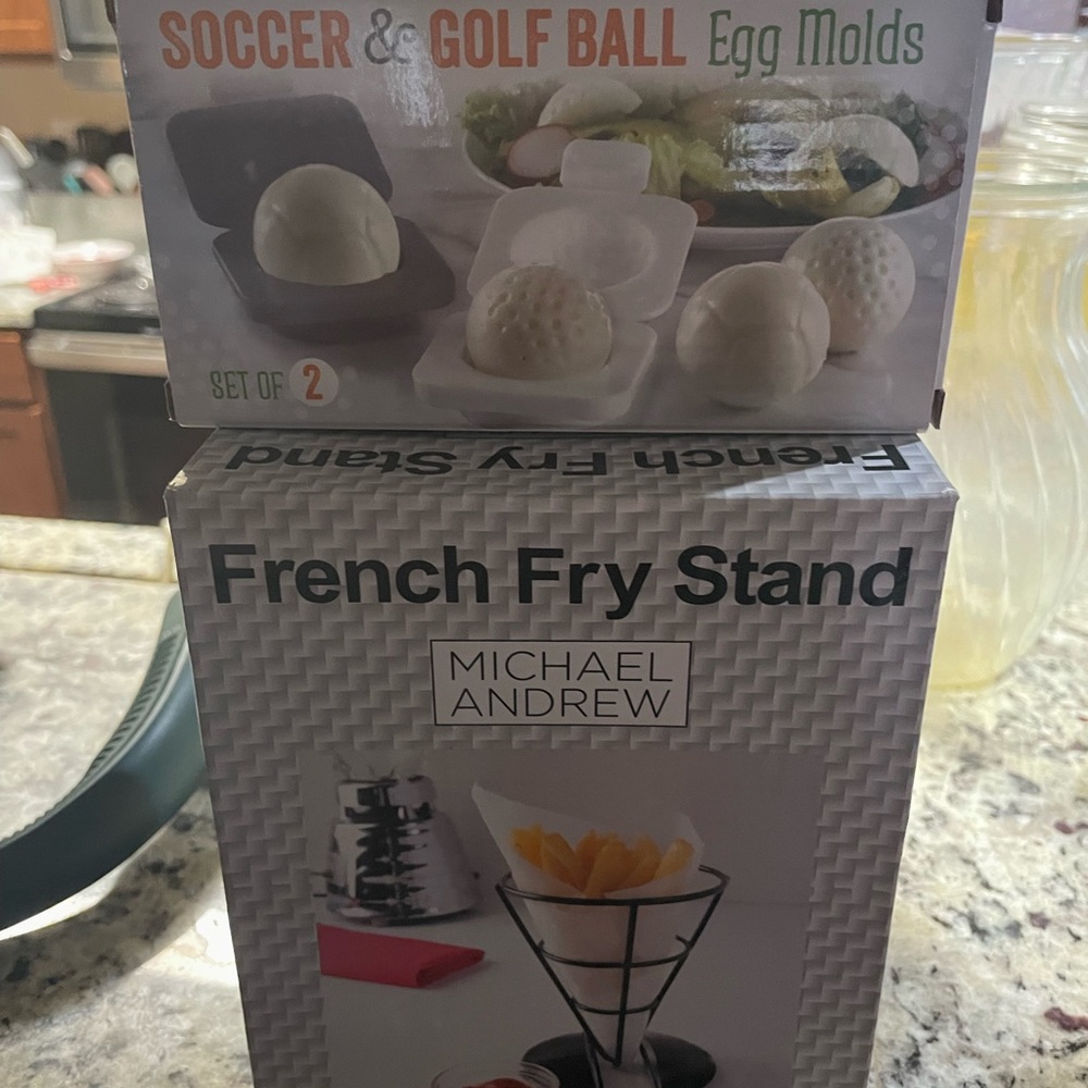Large French fry basket and sport egg molds